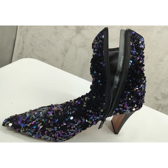 Franco Sarto Avana Sequin Ankle Boots – Multicolor, Pointed Toe, Zipper Heel - Picture 8 of 12